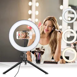 صور LED Selfie Stick Ring Fill Light 10inch Dimmable Camera Phone Ring Lamp for Makeup Video Live Studio p6ou