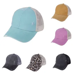 Luxury- Women High Ponytail Baseball Tvättad Hat Bomull Justerbar Tucker Hat Criss Cross Messy Bulls Caps Dda6