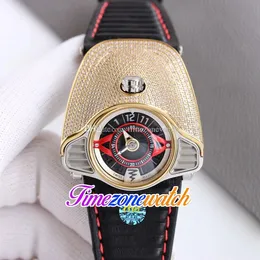 50mm Azimuth Gran Turismo 4 Varianten Miyota Automatik Herrenuhr SP.SS.GT.N001 Schwarzes Zifferblatt 18K Gelbgold Gehäuse Diamantlünette Lederuhren Timezonewatch G04A (1)