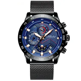 Gorący sprzedawca CRRJU męskie zegarek sportowy Moda wielofunkcyjny sześciopinowy pasek na siatkowy zegarek