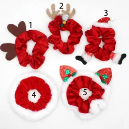 Ins Christmas Lint Hair Band Xmas Elastyczne Włosy Pierścień Ponytail Holder Rozciągliwe dziewczyny Duże jelita Hairbands Scrunchy Women Headwear M2980