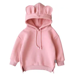 Pink/Grey/Yellow/Green/Burgundy Hoodie for Kids Autumn Winter Warm Sweater Fashion Boys and Girls Pullover Costume 220115