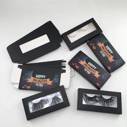 Black Halloween Lashes Box Hot Selling New Style Box Cardboard Package Popular Halloween Eyelashes Box Custom LOGO