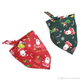 Boże Narodzenie Pet Dog Bandana Dog Szalik Bib Wmywalny Miękka Bawełniana Bawełniana Santa Claus Drukowanie Puppy Kerchief Bow Tie Tie Pet Grooming Akcesoria WVT0994