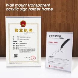 A4 Magnetic Mount Mount Cartaz Certificado Frame Sign Acrílico Suporte Picture Photo Placa para Decoração de Escritório