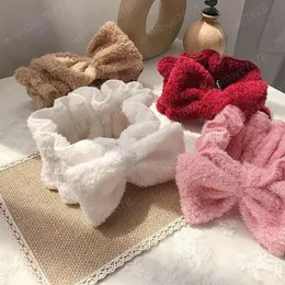 Nowy Coral Fleece Bow Hairbands Dla Kobiet Dziewczyny Opaski Uważne Umywy Uchwyt Na Włosy Zespoły Uchwyt Turban Akcesoria do włosów