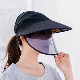 Sommar Solskydd Ultraviolett Polariserad Sun Visor Kepsar För Kvinnor Utomhus Resa Fiske Bike Cover Face Sun Hat Cap G220301