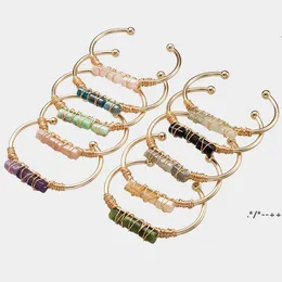 10 Styles Crystal Bracelet Favor Natural Stone Winding Bangle Women Gold-plated Jewelry Decoration Irregular Gem Crafts Gift RRA12182