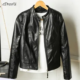 Leather Jacket Women PU Leather Jacket Spring Outwear Short Black