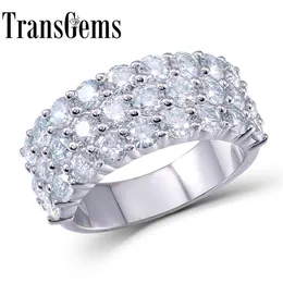 Transgems 2.8CTW Carat F Color Lab Grown Moissanite Diamond Engagement Wedding Band Genuine Solid 14k 585 White Gold For Women Y200620