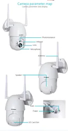 Freeshipping 1080p Tuya Auto Tracking WifiカメラIP WifiセキュリティホームPTZ Speed Dome CCTV IR Onvif Gooleの家またはAlexaと屋外