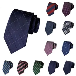 Erkekler için yeni bağlar 8cm ipek jakard örgü kravat resmi çizgili iş düğün partisi kravat