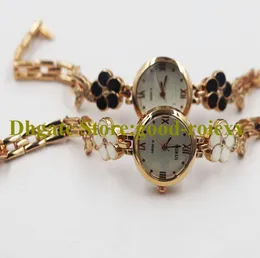 Colore colorato Petalo dorato Moda Bracciale da donna Orologio da donna Bling Vetro minerale Orologi Ladys Girls Quarzo Donna Orologi da polso AA00220