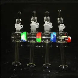 Kits de néctar de vidro para fumar com pontas de quartzo de 10 mm e 14 mm Keck Clip 5 ml Recipiente de silicone Reclaimer Kit de néctar