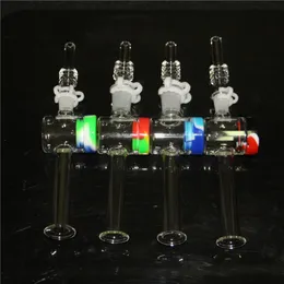 10mm 14mm 석영 팁이있는 흡연 유리 넥타 키트 Keck 클립 5ml 실리콘 용기 회수 장치 넥타 키트