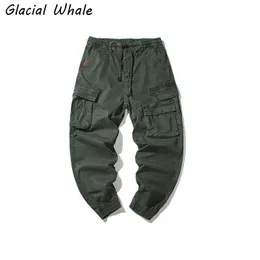Glacialwhale calças de carga dos homens 2021 cor sólida jogging calças masculinas streetwear oversized hip hop bolsos laterais calças para homem h1223