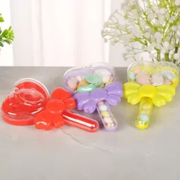 Gift Wrap 12pcs/lot Creative Heart Shaped Magic Wand Bow Candy Shape Plastic Box Personalized Christmas Box1