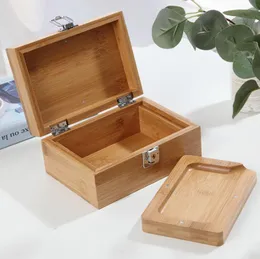 Sigaretta portatile in legno di bambù secco alle erbe, tabacco, custodia per sigarette, rullo preroll, vassoio di rotolamento, smerigliatrice, contenitore per bong, DHL