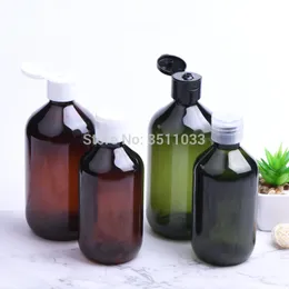 300ml 500ml Virar Cap plástica cosmética recarregáveis ​​recipiente vazio Rodada Loção bomba de emulsão embalagem 8pcs Garrafa / lot