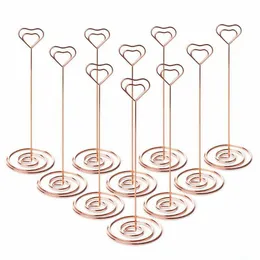 10pcs Table Place Card Holder Table Number Holders Stands Heart Shape Photo Picture Memo Clips for Wedding Party Decorations Y200903