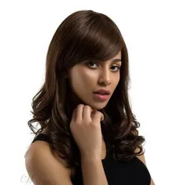 Długie Faliste Warstwowe Dark Brown Synthetic Capless Wigs