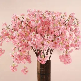 10st Konstgjord Cherry Blossom Branch Flower Wall Hängande Sakura 150cm För Bröllop Centerpieces Konstgjorda Dekorativa Blommor