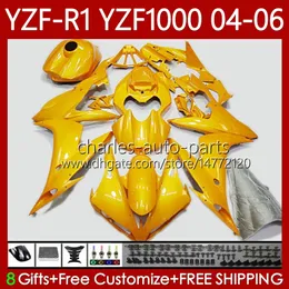 Glänzendes goldenes Verkleidungsset für Yamaha YZF-R1 YZF R 1 1000 CC YZF1000 YZFR1 04 05 06 Karosserie 89Nr