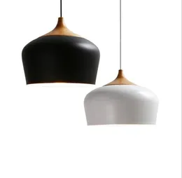 Nordic Wisiorek Lights Drewno Aluminium Lampshade Oświetlenie przemysłowe Loft Lamparas Jadalnia Lampa Wisiorek E27 Oprawy światła