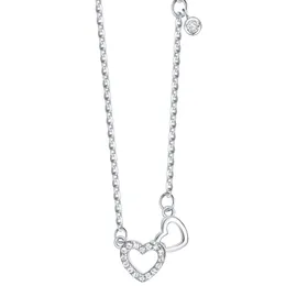 Hemiston 100% 925 Sterling Silver Heart Pendant Kvinna Halsband Smycken Gift för Kvinnor Tjej Q0531