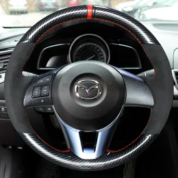 For Mazda 3/6 onxela Atenza CX5 CX8 CX4 CX3 DIY Customized hand-sewn leather steering wheel cover car interior decoration