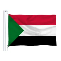 スーダンの国旗国の国旗3'X5'ft 100D 100Dポリエステル鮮やかな色の2つの真鍮グロメットが付いている