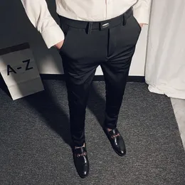 NEW Men's Business Suit Pant Ankle Length Casual Mens Dress Pants Spring High Quality Formal Work Trousers Pantalon 28-36 201106