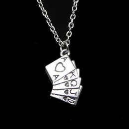 Fashion 24*13mm Playing Cards Poker Train Seqence Pendant Necklace Link Chain For Female Choker Necklace Creative Jewelry party Gift