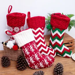 Stor julstrumpor presentväska Snowflake Elk Stripe Sock Lovely Xmas Barn Presentpåse Julstycken Juldekoration WVT1152