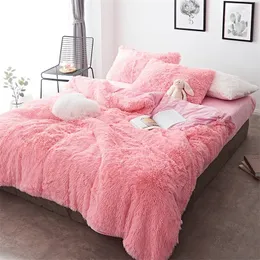 Coral Fleece Vinter tjock sängkläder Ställ ren färg Mink Velvet Duvet Cover Bed Sheet Bed Linne Pillowcases Lamb Velvet Coral 201021