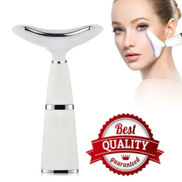 Remove Double Chin Neck Massager Face Lifting Tool Beauty Device Wrinkle Line LED Pon Therapy Sonic Vibration 220224