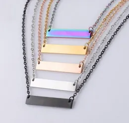 Hot tomt bar hänge halsband rostfritt stål halsband guld 6 färger blank bar charm hängsmycken för köpare egen gravering diy