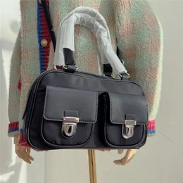 7A Wysokiej jakości tkanina czarne torba na ramię prosta i elegancka design w stylu unisex torebka torebki dziewczynki szkolne torby krzyżowe z 2 kieszeniami