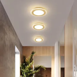Moderna LED -taklampor för kökskorridor balkong entré Cristal Round Golden Lamp för hem D20cm ljuskrona