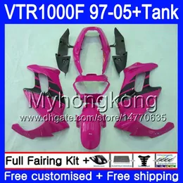 Honda Superhawk VTR1000 F 1997 1998 1999 2000 2001 56HM.215 VTR 1000 F 1000F VTR1000F 97 98 99 00 01 05 Rose Black Body + Tank