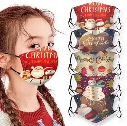Weihnachtsgesichtsmasken Weihnachten Schneeflocke Weihnachtsmann Druckmasken Kinder Verstellbare Schutzgesichtsmasken Anti Staub Nebel Atmungsaktive Maske LSK1514