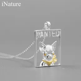 INATURE 925 Sterling Silver Playful Chihuahua Dog Animal Necklace for Women Chain Jewelry Pendants Necklaces Bijoux Q0531