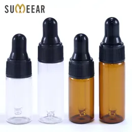 100Piece/Lot 2ml 3ml 5ml Empty Clear Glass dropper bottle Vial Nasal Oil E liquid refillable with