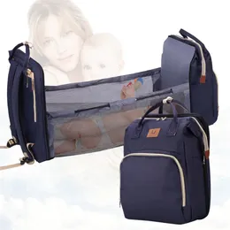Baby Diaper Bag Bed Backpack For Mom Maternity Stroller Nappy Large Capacity Nursing for Care Upgrade Hooks 220225