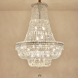 Moderna silver cyrstal ljuskronor led Light American K9 Crystal ljuskrona ljus fixture europeisk lyx hängande lampor Villa hem Inomhus belysningsdiameter100cm