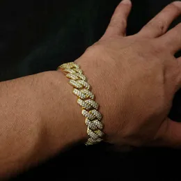 14mm Diamond Miami Prong Cuban Link Chain Bracelets 14k White Gold Iced Icy Cubic Zirconia Jewelry 7inch 8inch Cuban Bracelet274i