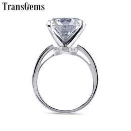 TransgeMs Big Gemstone Center 14mm 10ct CTS anel de noivado para mulheres Casamento genuíno 14k White Gold Ladies Ring Y200620