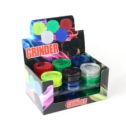 Plastic Magnetic Herb Tobacco Grinder Smoking Crusher 60 mm 3 Layers Assorted Colors 24 pcs/box Smoking Accessories