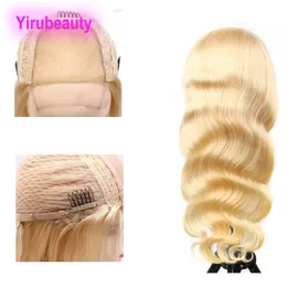 Indian Human Hair Blond Kolor 12-32 cala 4x4 koronkowa przednia peruka z włosami dla dzieci długie calowe fala prosta