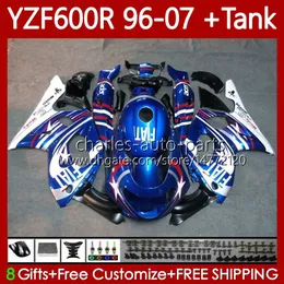 Karosserie + Tank für Yamaha Thundercat YZF600R YZF 600R 600 R 1996 1997 1998 1999 2000 2001 Karosserie 86No.144 YZF-600R 96 02 03 04 05 06 07 Weiß blau YZF600-R 96-2007 Verkleidung